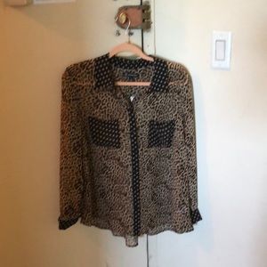 Sheer animal print blouse